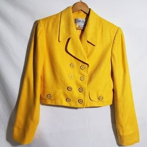 Vintage Carlisle Silk Yellow Blazer Jacket with Gold Buttons